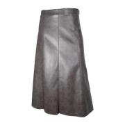 Ecopelle Svasata Midi Rok Grijs Kaos , Gray , Dames