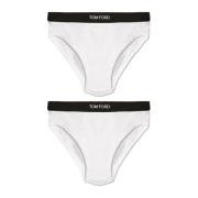 Twee-pack slip briefs met logo Tom Ford , White , Heren