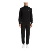 Effen Rits Tracksuit met Logo Emporio Armani EA7 , Black , Heren