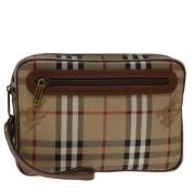 Pre-owned Leather clutches Burberry Vintage , Beige , Dames