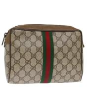 Pre-owned Leather clutches Gucci Vintage , Beige , Dames