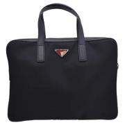 Pre-owned Nylon briefcases Prada Vintage , Black , Heren