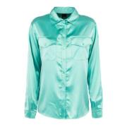 Blauwe Angel Satin Stretch Shirt Pinko , Blue , Dames