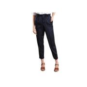 Navy Blauw Satijn Ruche Broek Closed , Blue , Dames