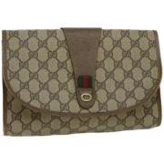 Pre-owned Leather clutches Gucci Vintage , Beige , Dames