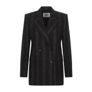 Zwart getailleerd jasje met lurexdraden Msgm , Black , Dames