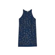 Korte Pailletten Geborduurde Jurk Ottod'Ame , Blue , Dames