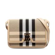 Pre-owned Leather shoulder-bags Burberry Vintage , Beige , Dames