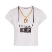 Wit Grafisch Print Kort T-shirt Paco Rabanne , White , Dames