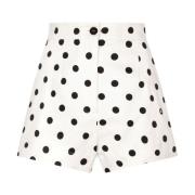 Hoge Taille Polka Dot Katoenen Shorts Dolce & Gabbana , White , Dames