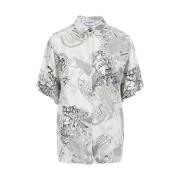 Roma Print Korte Mouw Shirt Iceberg , Multicolor , Dames