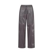 Eco-Leren Joggers met Gestikte Details Iceberg , Gray , Dames