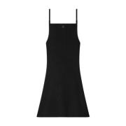 Zwarte Geribbelde Viscose Jurk Courrèges , Black , Dames