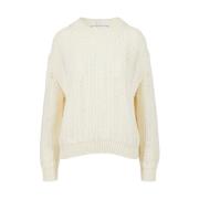 Mouliné Wol Crew-neck Sweater Iceberg , White , Dames