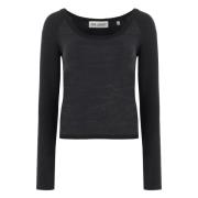 Geribbelde Crop Top met Lange Mouwen Our Legacy , Gray , Dames