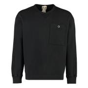 Katoenen Crew-Neck Sweatshirt Ten C , Black , Heren