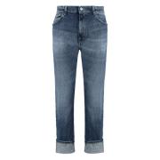 Slim Fit Jeans met Metalen Knopen Dondup , Blue , Heren