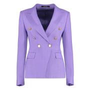 Double-Breasted Jacket met Gestructureerde Schouders Tagliatore , Purp...