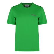 Geribbelde kraag Katoenen T-shirt Msgm , Green , Dames