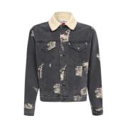 Denim jack met verfprint Icecream , Gray , Heren