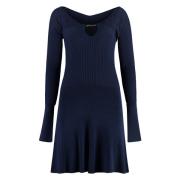 V-hals Gebreide Mini Jurk Jacquemus , Blue , Dames