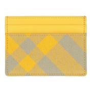 Leren en Geruite Stoffen Kaarthouder Burberry , Yellow , Heren