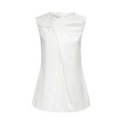 Zijden Satijnen Blouse Voorplooien Achterritssluiting Burberry , White...