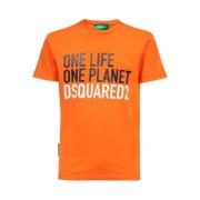 Bedrukt Crew-neck T-shirt Dsquared2 , Orange , Heren