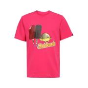 Katoenen T-shirt met Front Print Icecream , Pink , Heren