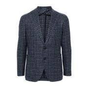 Geruit Patroon Blazer met Broche Detail Tagliatore , Blue , Heren