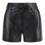 Stijlvolle Leren Shorts met Riem Yves Salomon , Black , Dames