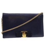 Pre-owned Leather wallets Salvatore Ferragamo Pre-owned , Blue , Dames