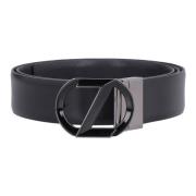 Omkeerbare leren riem Z Zegna , Black , Heren