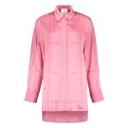 Gestreepte Viscose Shirt met Logo Inzetstukken Givenchy , Pink , Dames