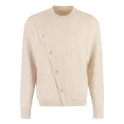 Asymmetrische Ribgebreide Cardigan Jacquemus , Beige , Heren