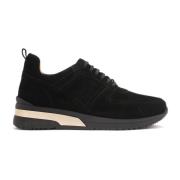 Zwarte Suède Sneakers met Gouden Plaat Kazar , Black , Dames