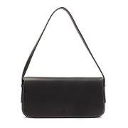 Zwarte leren handtas in minimalistische stijl Kazar , Black , Dames