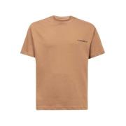 Katoenen T-shirt met Geribbelde Halslijn A-Cold-Wall , Brown , Heren