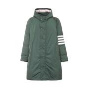 Technische stof parka met gestreept detail Thom Browne , Green , Heren