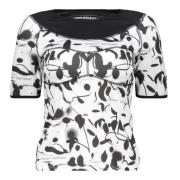 Gedrukt Mesh T-shirt Off White , White , Dames