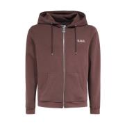 Ribbed Knit Full Zip Hoodie Balr. , Brown , Heren