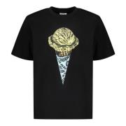 Katoenen T-shirt met Front Back Print Icecream , Black , Heren