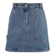 Fox Patch Denim Mini Rok Maison Kitsuné , Blue , Dames