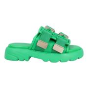 Leather sandals Bottega Veneta , Green , Dames