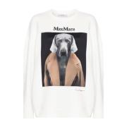 Beige Sweater met Logo Print Max Mara , White , Dames