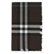 Frayed Hem Wool Scarf Burberry , Green , Heren