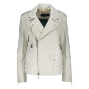 Biker Style Leren Jas Dsquared2 , Beige , Dames