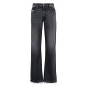 Straight-Leg Jeans met Frayed Hem Diesel , Gray , Dames