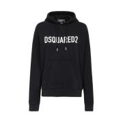 Logo Print Katoenen Hoodie Dsquared2 , Black , Dames