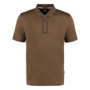 Gebreide Kraag Katoenen Polo Shirt Hugo Boss , Brown , Heren